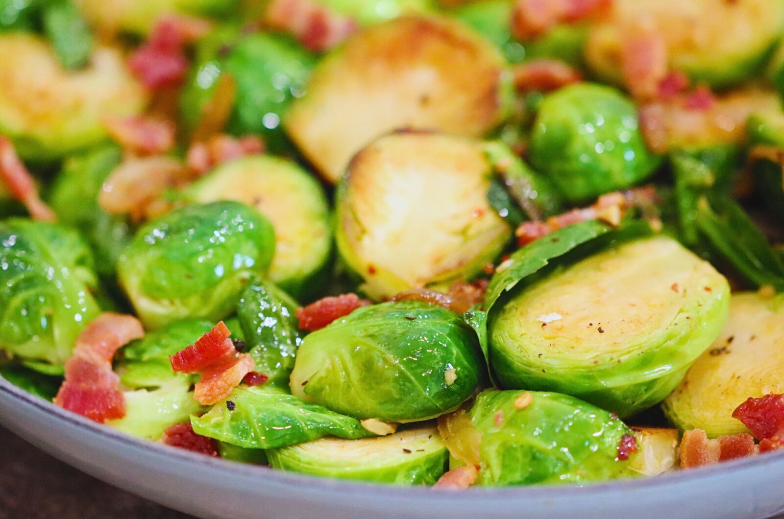 Pan Roasted Brussels Sprouts With Bacon