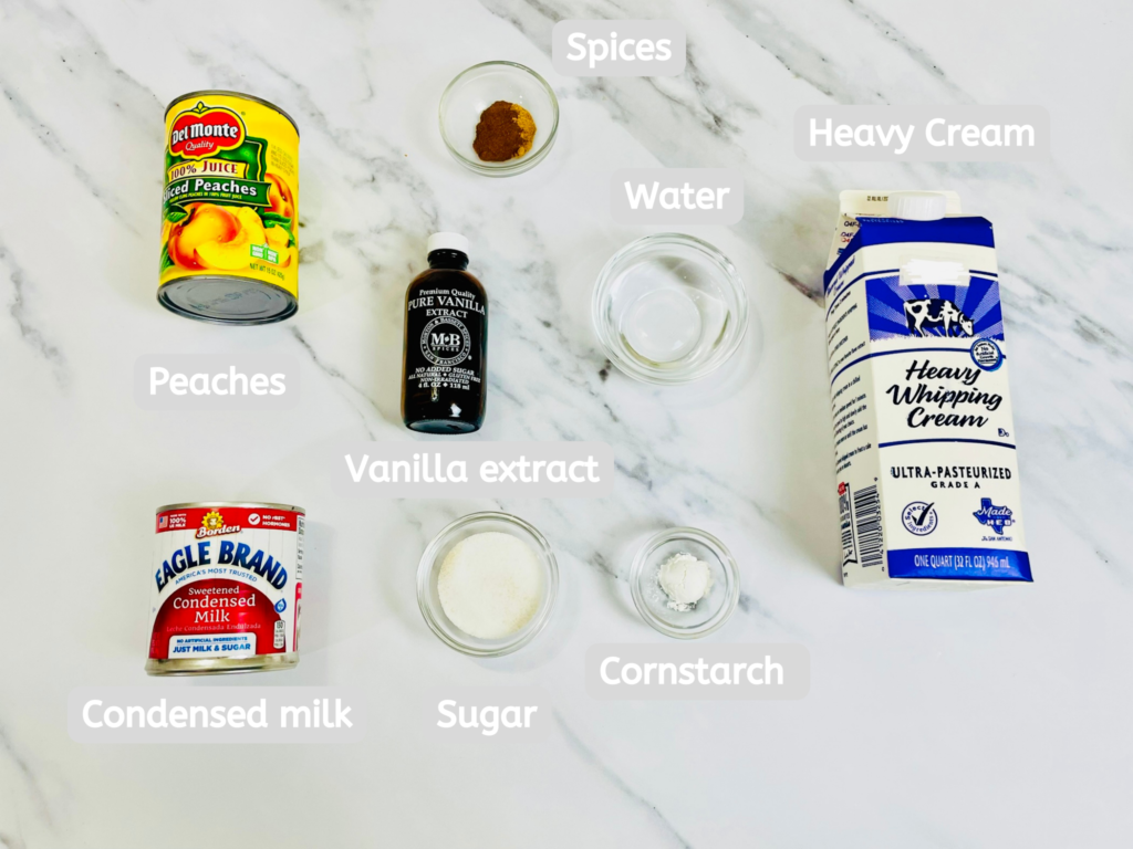 Peach Cobbler Ice Cream ingredients